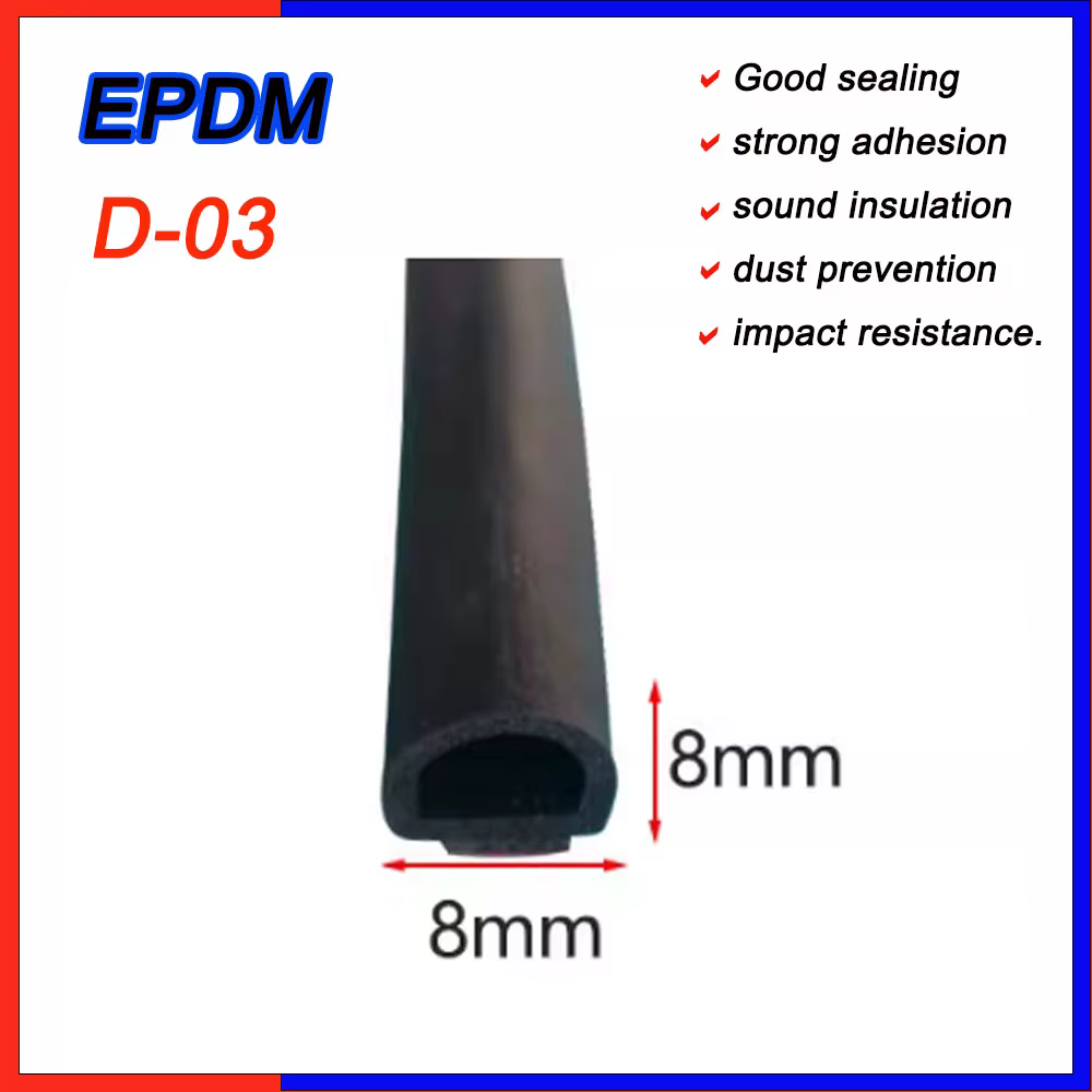 Bande d'étanchéité autocollante EPDM de 1/3/5 mètre, insonorisante, anti-collision, en caoutchouc, t