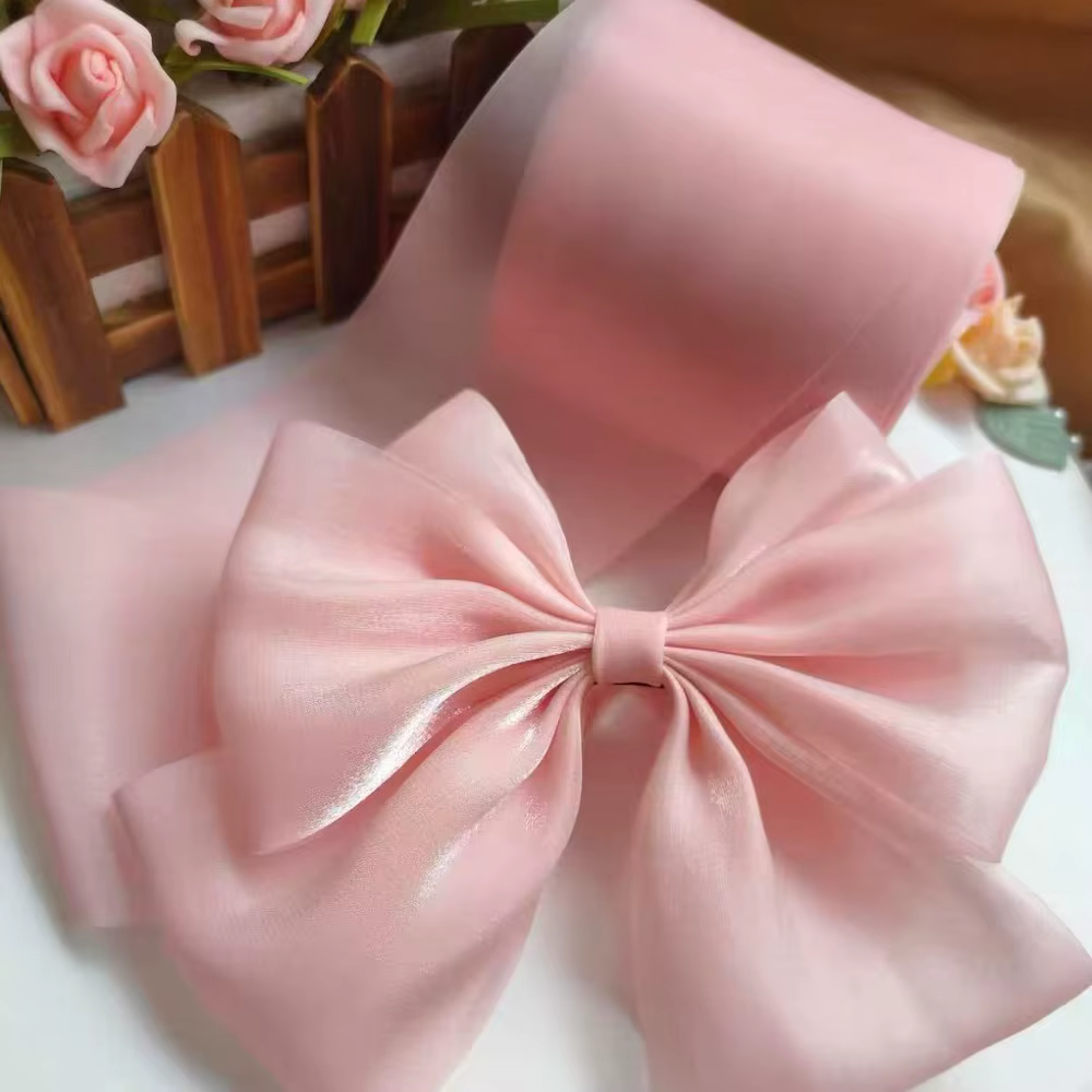 Ruban fluide large de 8 cm en mousseline de soie et organza, ruban d'emballage cadeau, ruban pour lo