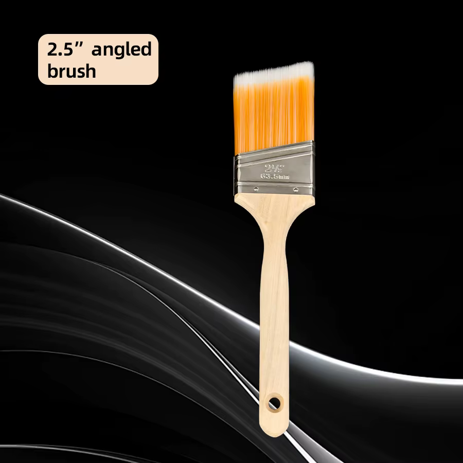 Pinceau à peinture angulaire avec manche en bois de 2,5 pouces, idéal pour la décoration industriell