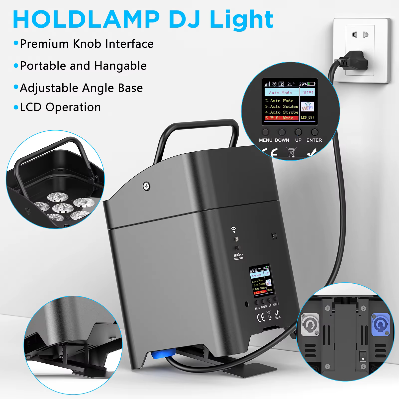 U'King 4 pièces 6x18W 6IN1 RGBAW + UV Par lumière avec sac DMX télécommande WiFi Par lumière sans fi