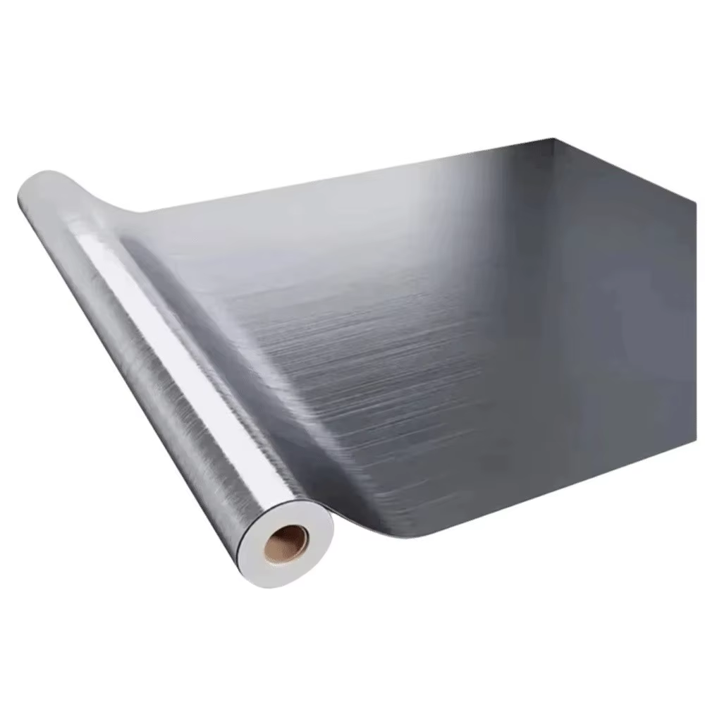 Papier peint décoratif en PVC, film imperméable, papier peint vinyle argenté brossé inoxydable, larg