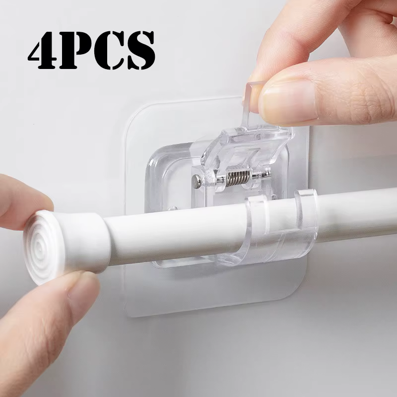 Crochets auto-adhésifs sans poinçon, crochet à Clip pour tringle à rideau de douche, support suspend