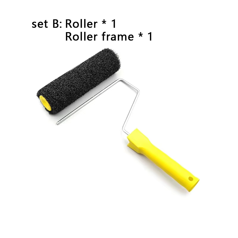 Brosse à rouleau en Fiber noire de 9 pouces pour Application de mastic, Texture d'art mural-outil de