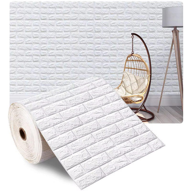 Papier Peint Auto-Adhésif 3D en Mousse Imperméable, Panneaux Muraux en Fausse Brique pour Salon, Cha