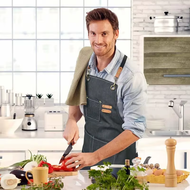Tablier en toile de ménage résistant à l'huile peut essuyer les mains cuisine hommes femmes adultes 