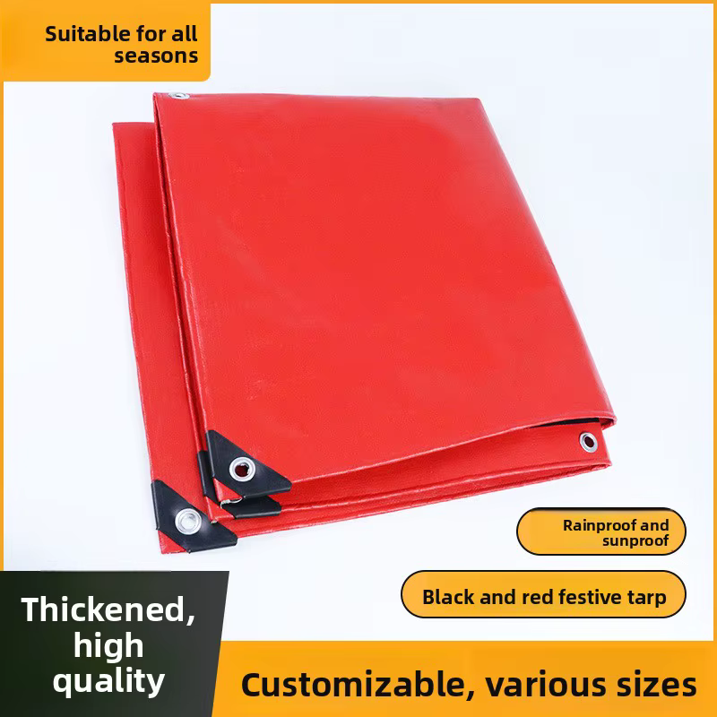 Bâche en toile rouge épaissie 220g, imperméable double face, pare-soleil, tissu pour auvent de camio