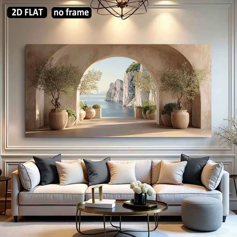 [2D Plat] 1 pièce 23.6X47.2in 60cmX120cm Peinture décorative murale polyvalente en toile de haute qu