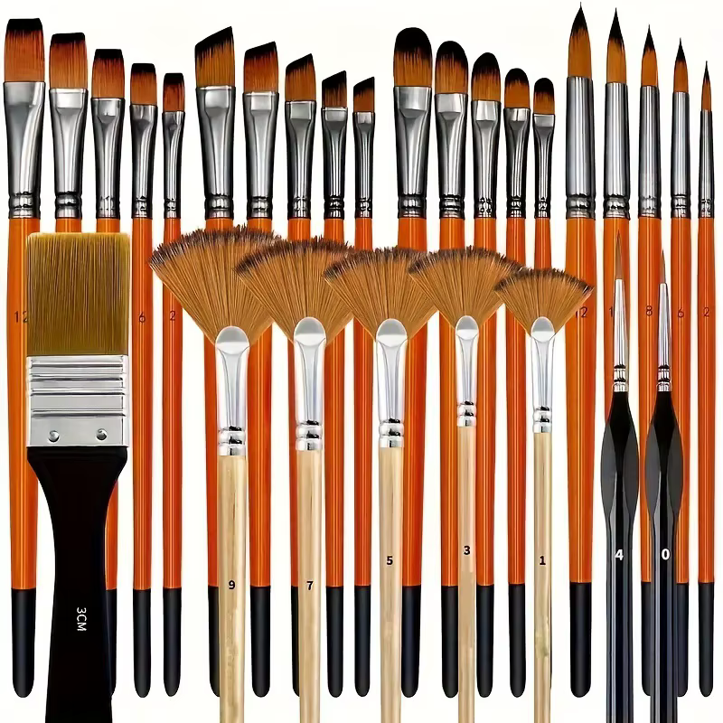 Ensemble de pinceaux de peinture acrylique, 32 pièces, poils en Nylon de qualité supérieure, avec pi
