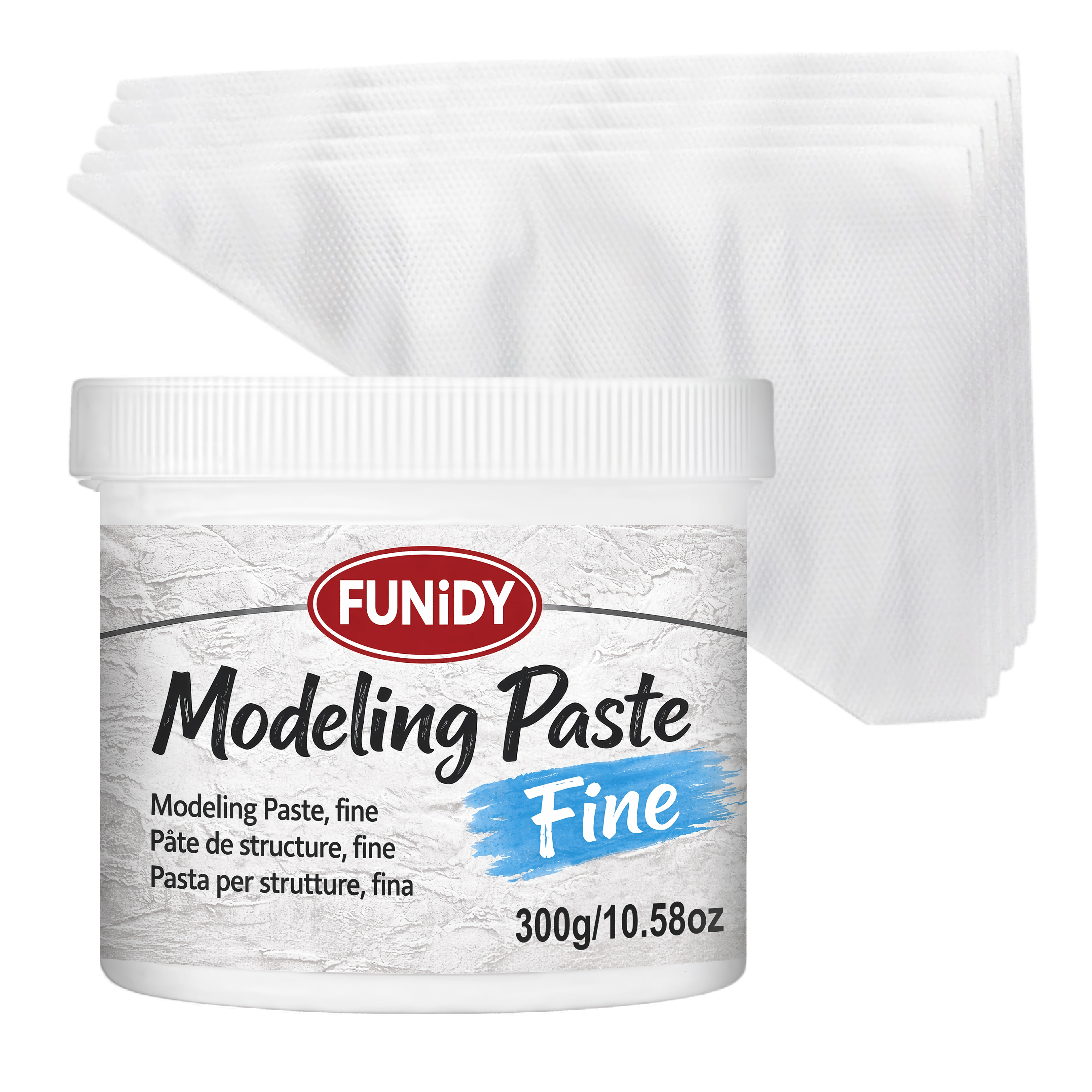 Pâte à modeler acrylique 300g, pâte texturée blanche avec 5 poches à douille pour la peinture sur to