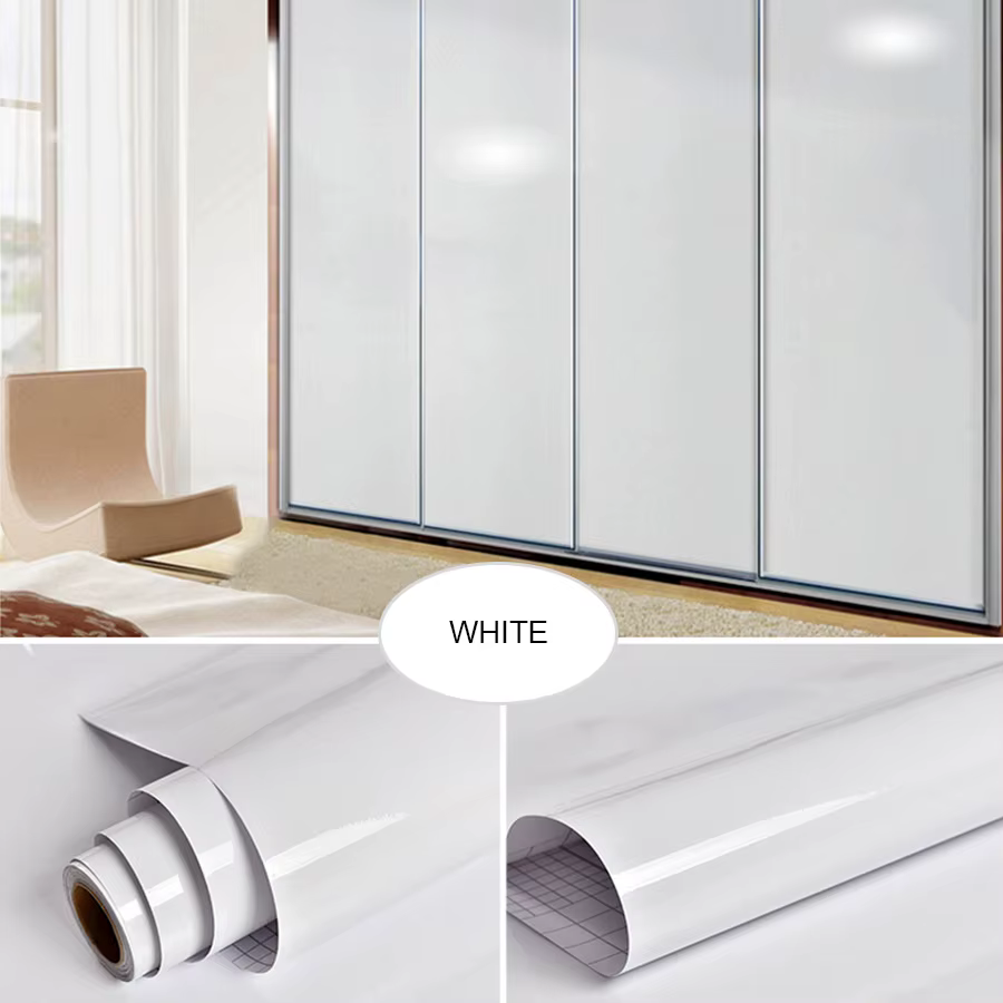 Papier peint auto-adhésif blanc pur, peinture imperméable et résistante à l'humidité, autocollants m