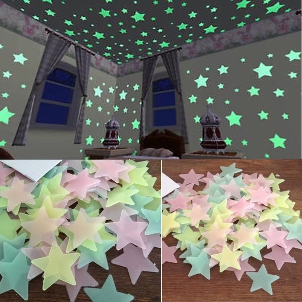 Autocollants muraux étoiles fluorescentes qui brillent dans la nuit, 100 pièces, décoration pour cha