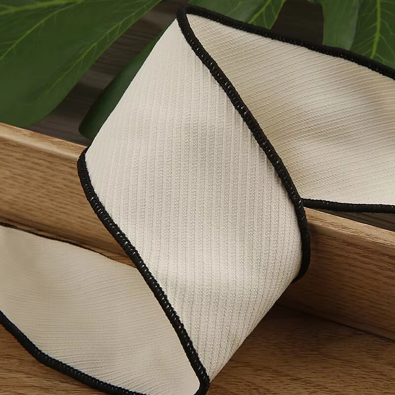Ruban sergé noir et blanc de 10 yards (30 mm et 50 mm) pour la confection artisanale de nœuds pour c