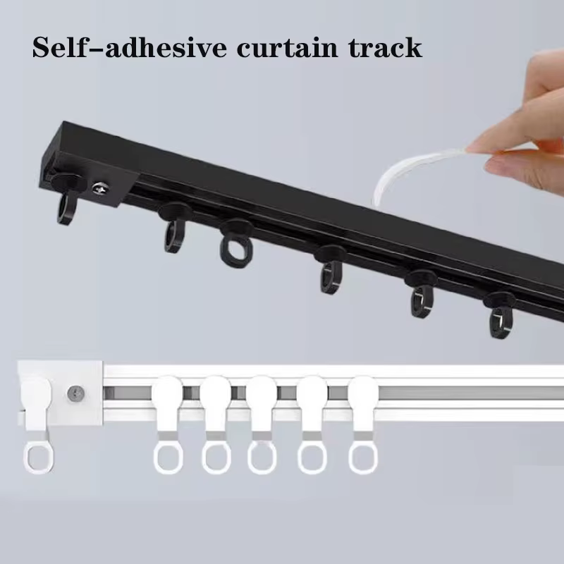 Rail de rideau auto-adhésif solide sans poinçonnage, piste coulissante Nano silencieuse, accessoire