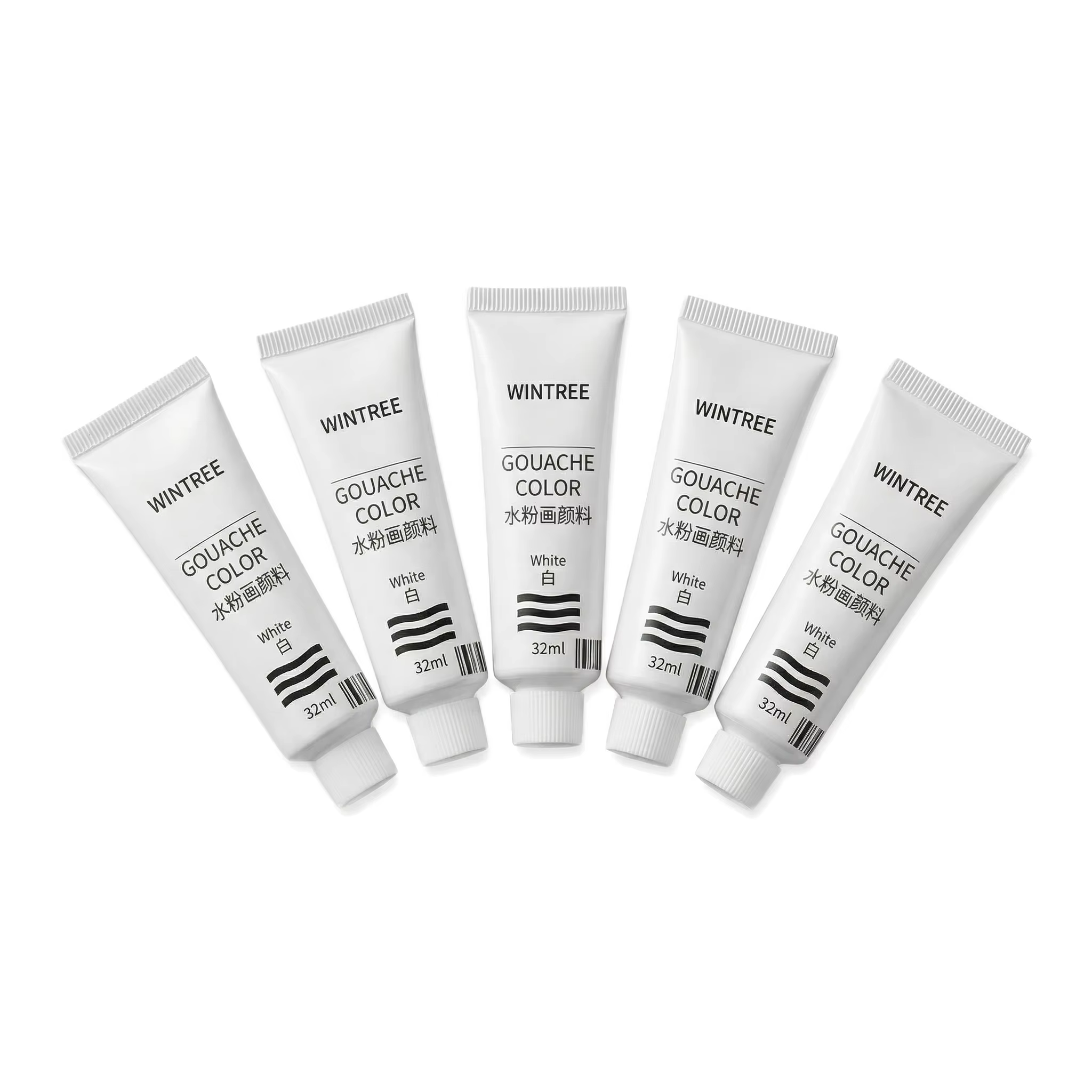 Peinture Gouache Blanche, Lot de 5 Tubes de 32 ml, Haute Couvrance, Texture Crémeuse, Parfaite pour 