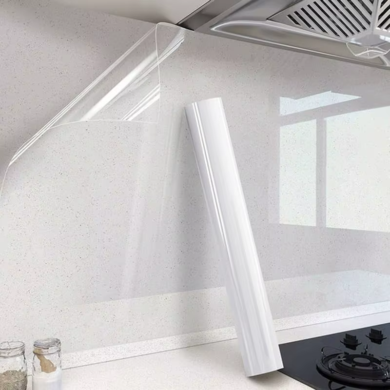 Film de protection mural transparent, adsorption électrostatique, anti-huile, imperméable, résistant