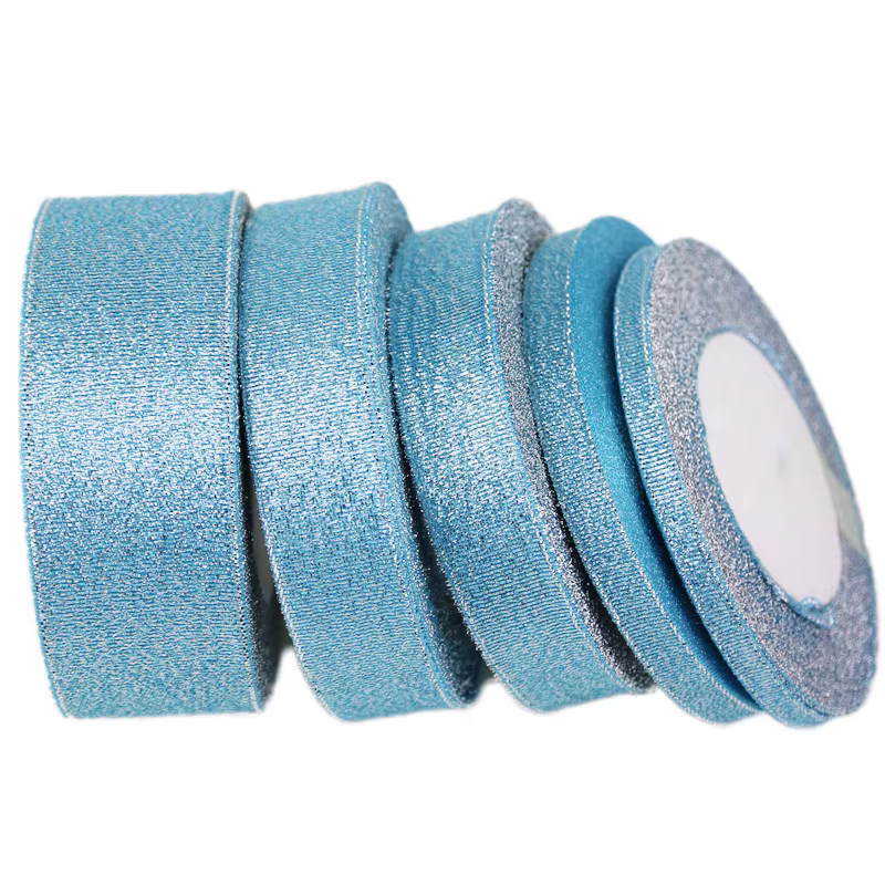 (25 Yards/Lot) Ruban en polyester bleu ciel, ruban d'emballage de Noël, rubans carrés de haute quali