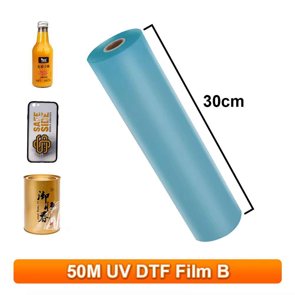 Rouleau de Film UV DTF B UV DTF, 30CM x 50M, autocollants UV DTF, imprimante UV à plat, transfert UV