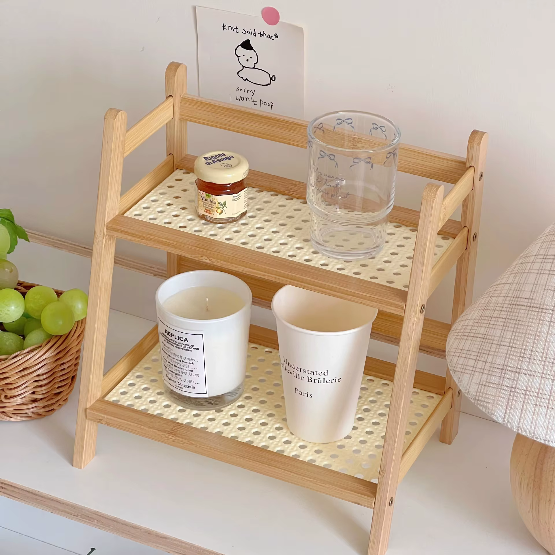 Organisateur de comptoir, porte-gobelet à café à 2 niveaux, étagère de rangement polyvalente en bamb