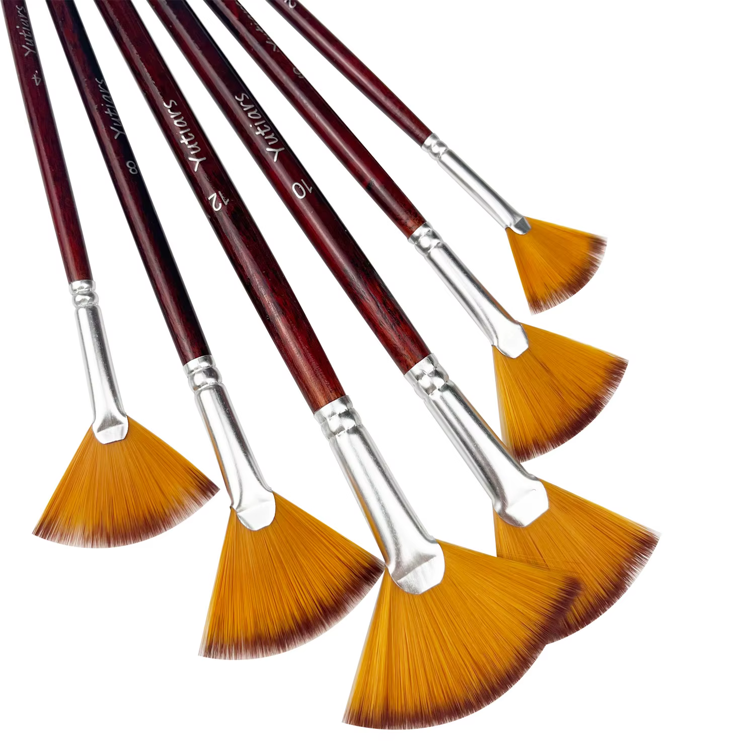Ensemble de 6 pinceaux professionnels pour peinture - Manche long en bois, poils en nylon de haute q