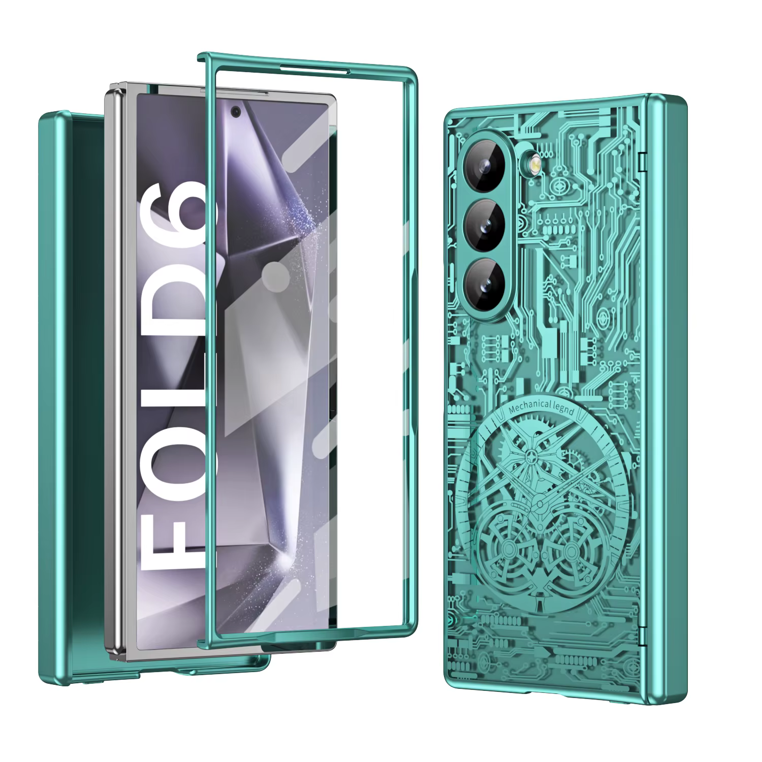 Pour Samsung Galaxy Z Fold 7 6 5 4 3 étui de luxe mécanique galvanisé Transparent pliant charnière P