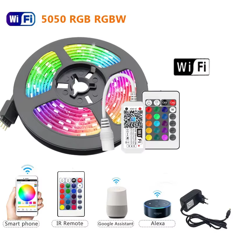 Bande lumineuse LED RGB RGBW, 60 diodes/m, étanche, contrôle Wifi Alexa, ruban Flexible, Luces Led p
