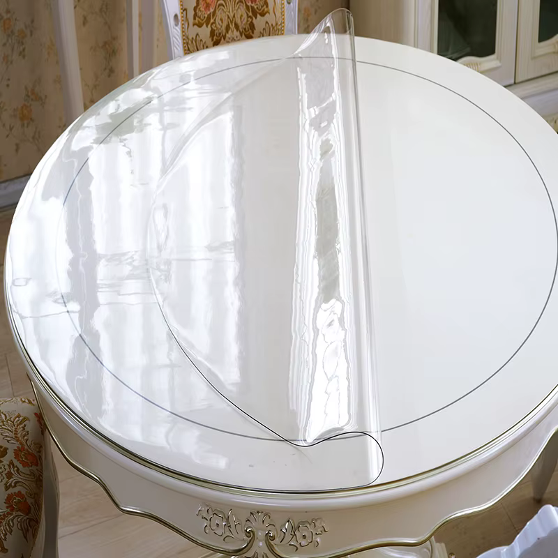 Nappe de Table ronde transparente de 1.0mm, Film de Protection, nappe en verre souple, protection de