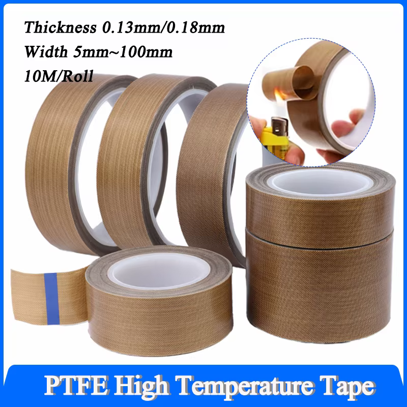 1 rouleau de ruban en tissu revêtu de PTFE, largeur 5 ~ 100mm, épaisseur 0.13mm/0.18mm, haute tempér