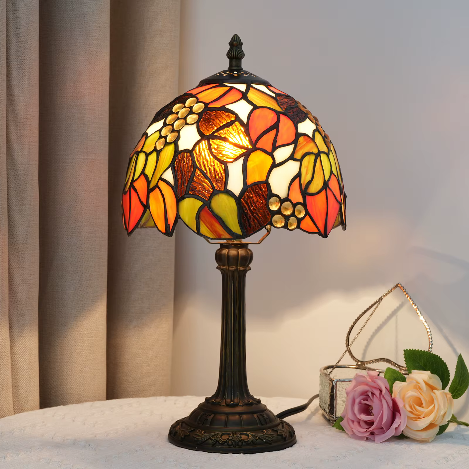 Belle lampe de Table de Style Vintage multicolore Vintage Table de chevet lampe de bureau 8 pouces d