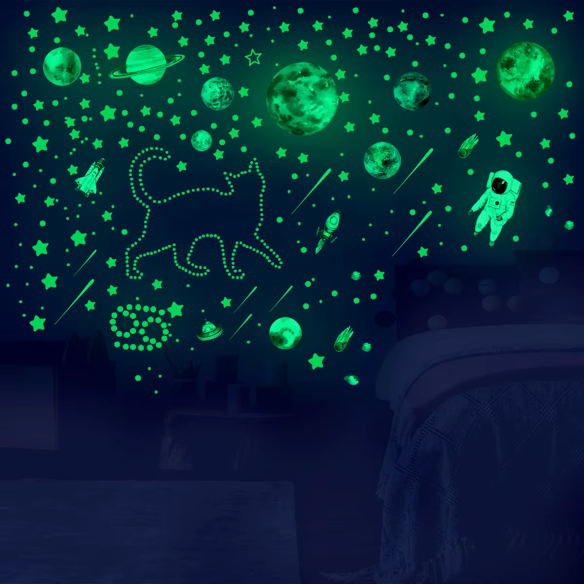 Autocollants muraux étoiles qui brillent dans la nuit, 849 pièces, étoiles scintillantes pour plafon