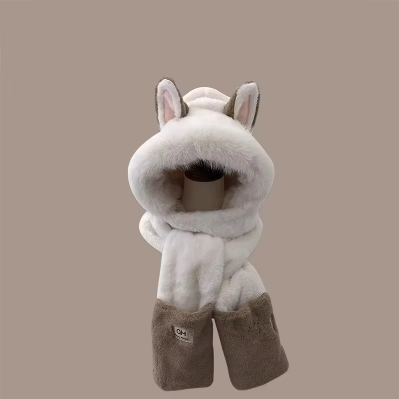Écharpe de protection des oreilles chaude en forme de renard pour l'extérieur, chapeau en peluche un