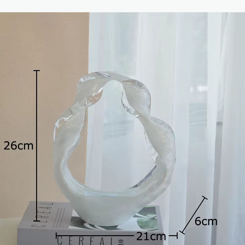 Ornements en verre avec rubans flottants, artisanat moderne, décoration de bureau, sculpture abstrai