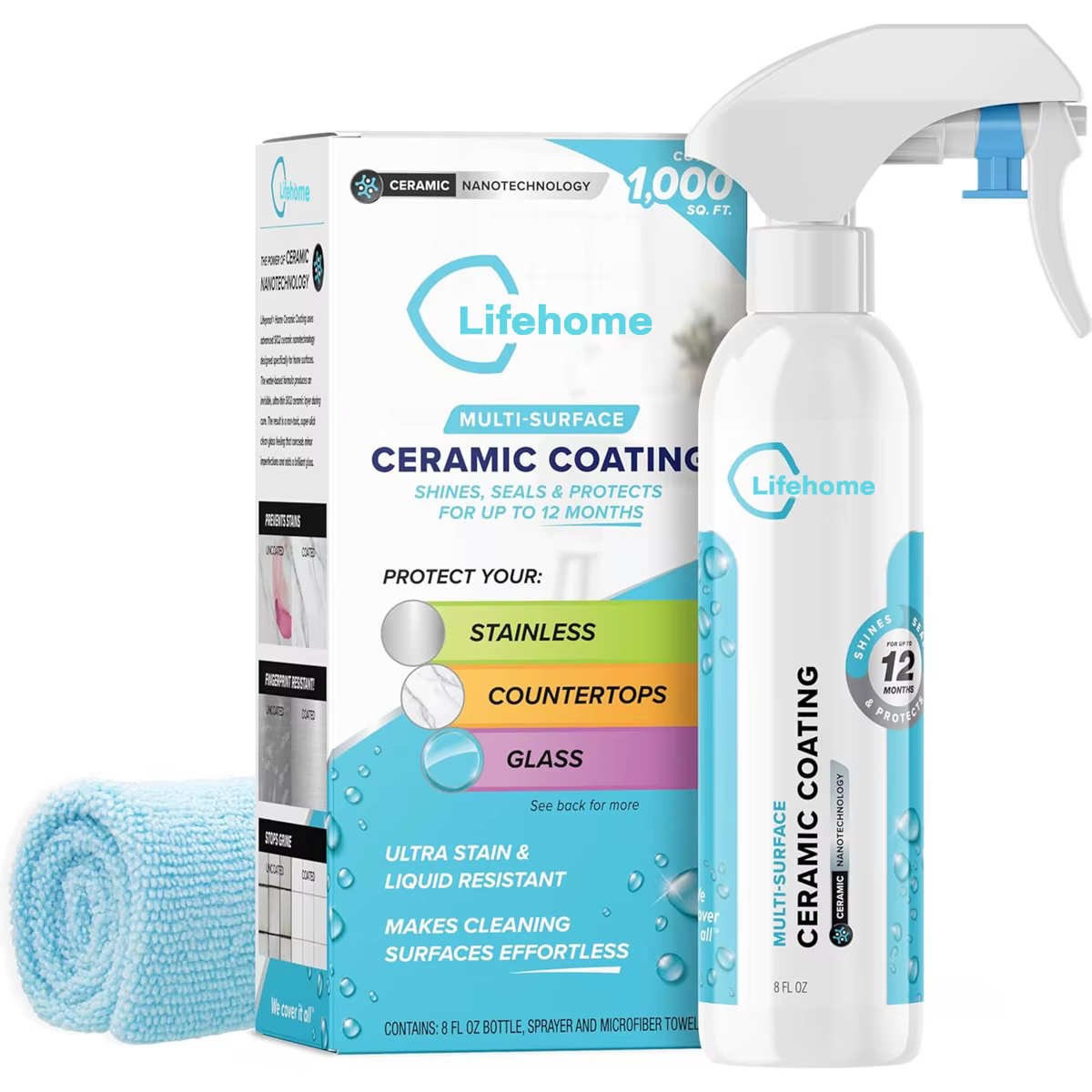 Kit de pulvérisation de revêtement céramique, brillant, protecteur, pour surfaces de cuisine et de s