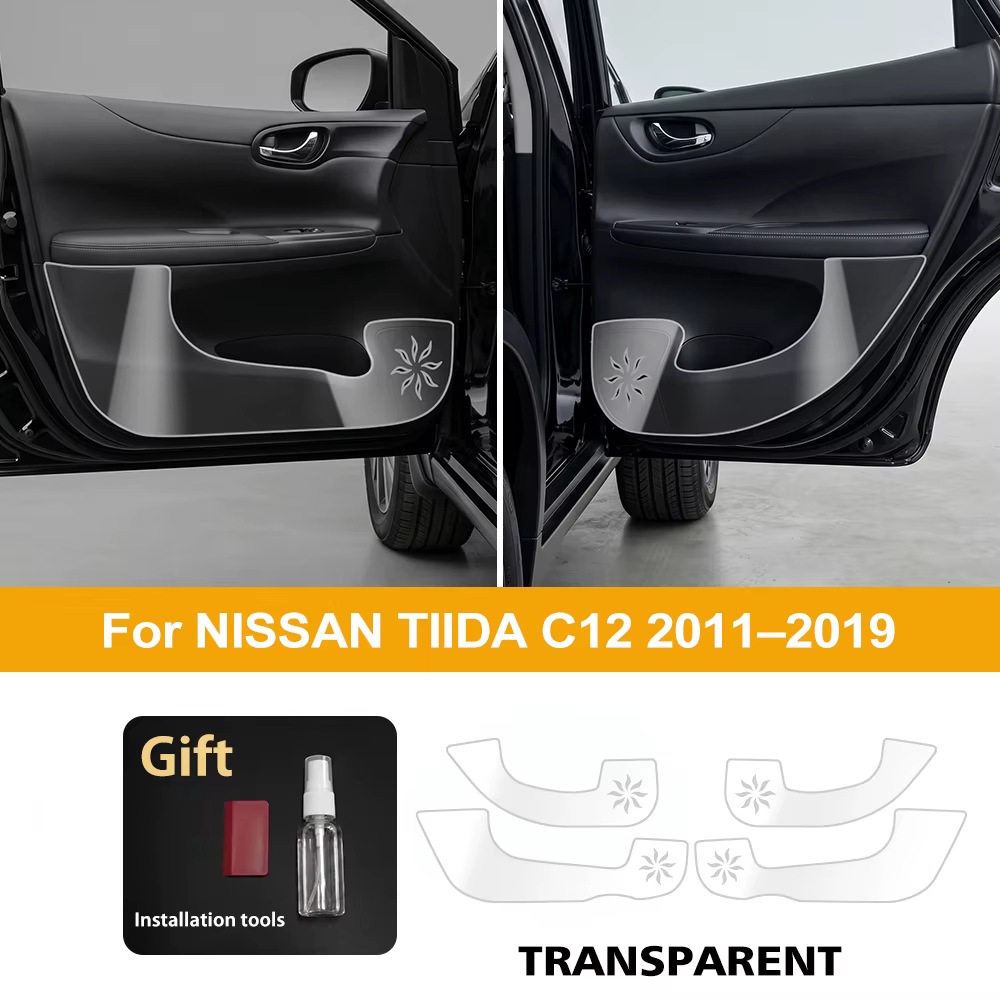 Film anti-coup de pied transparent en TPU pour Nissan Tiida C12 2011-2019, protection anti-rayures p