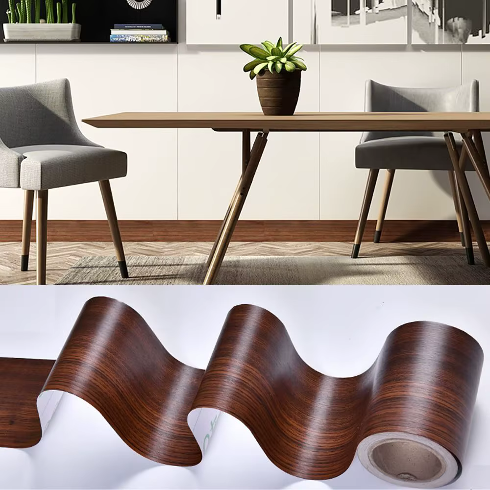 Papier peint imperméable pour rebord de fenêtre, autocollant de bordure murale Mars en bois, ligne d