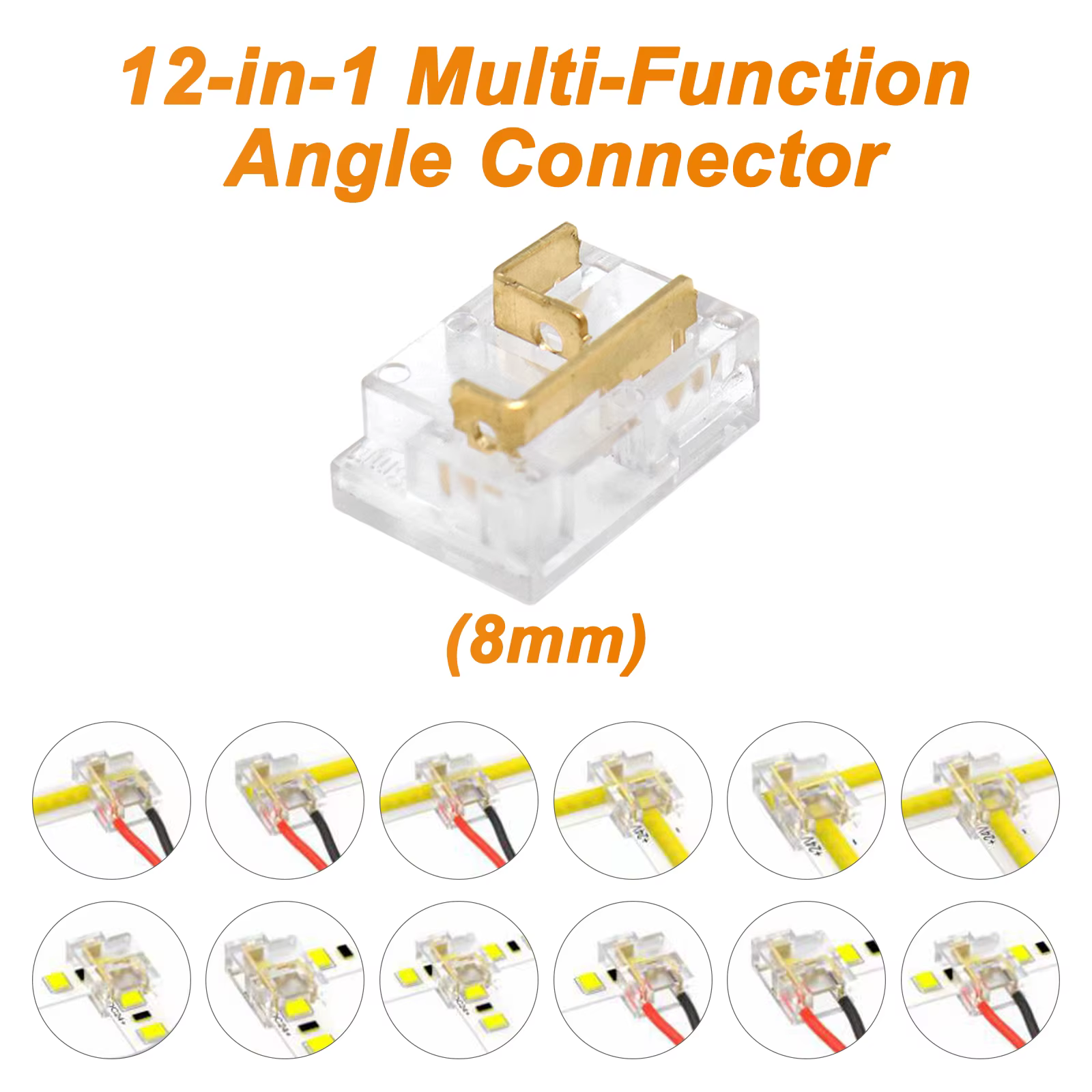 Connecteur d'angle multifonction 12 en 1 pour bande LED COB 8 mm 10 mm Connecteur LED rapide