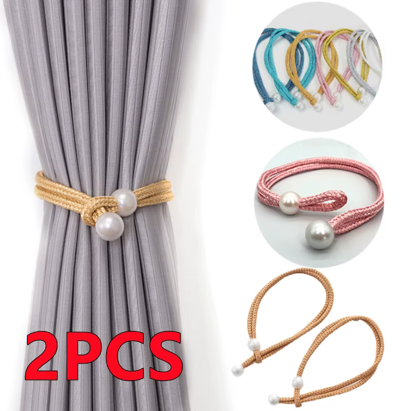 Nouveau 2/1 pièces petite perle rideau pince porte-rideau cravate boucle Clips suspendus boule boucl