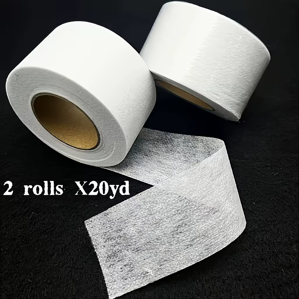 2 rouleaux de 40 yards de tissu non tissé thermocollant de poids moyen, adhésif thermocollant simple