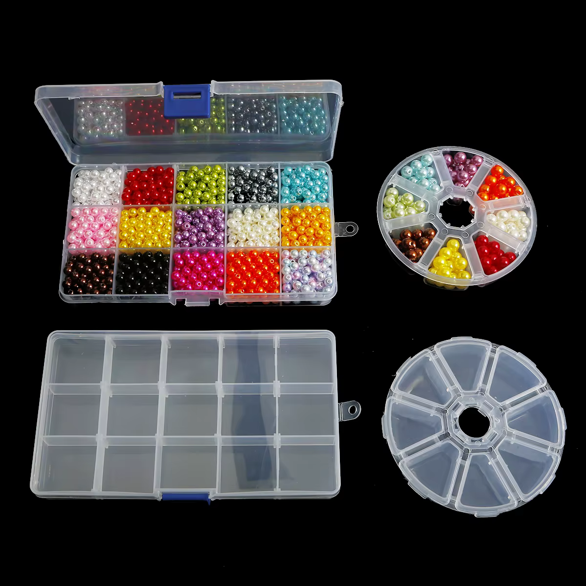 Boîte de rangement en plastique transparent pour bijoux, conteneur réglable pour perles, boucle d'or