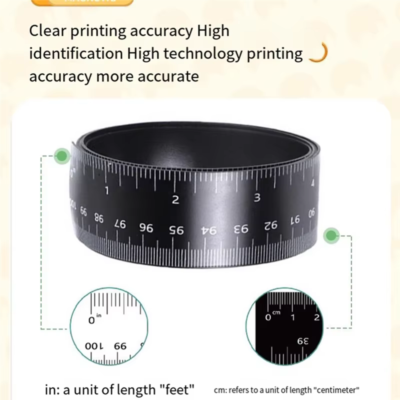 AT05-règle magnétique Flexible avec deux pouces et centimètres ruban à mesurer magnétique règle Flex