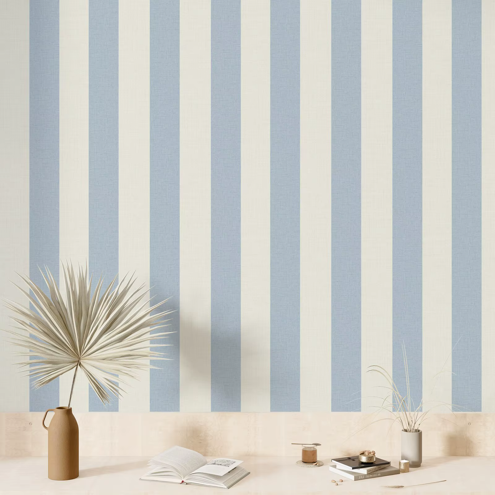 Papier peint à rayures audacieuses, autocollant mural à rayures bleues pour la décoration de la cham