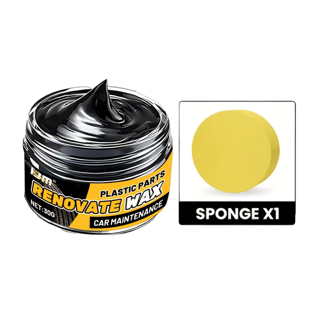 1 pot de cire de restauration et de protection noire brillante pour l'intérieur de la voiture - Revê