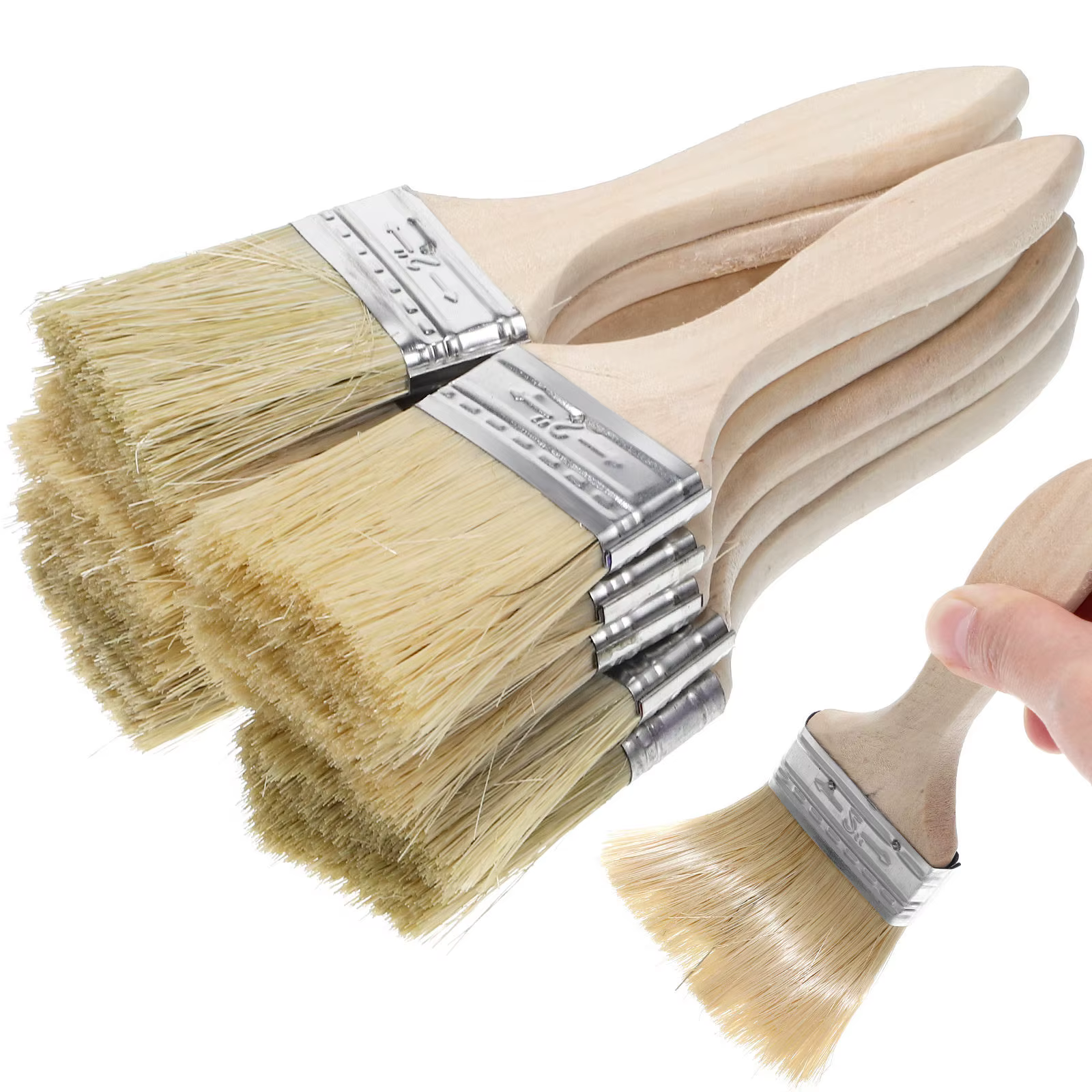Lot de 10 pinceaux à finition lisse avec manche en bois robuste pour la décoration intérieure, l'art