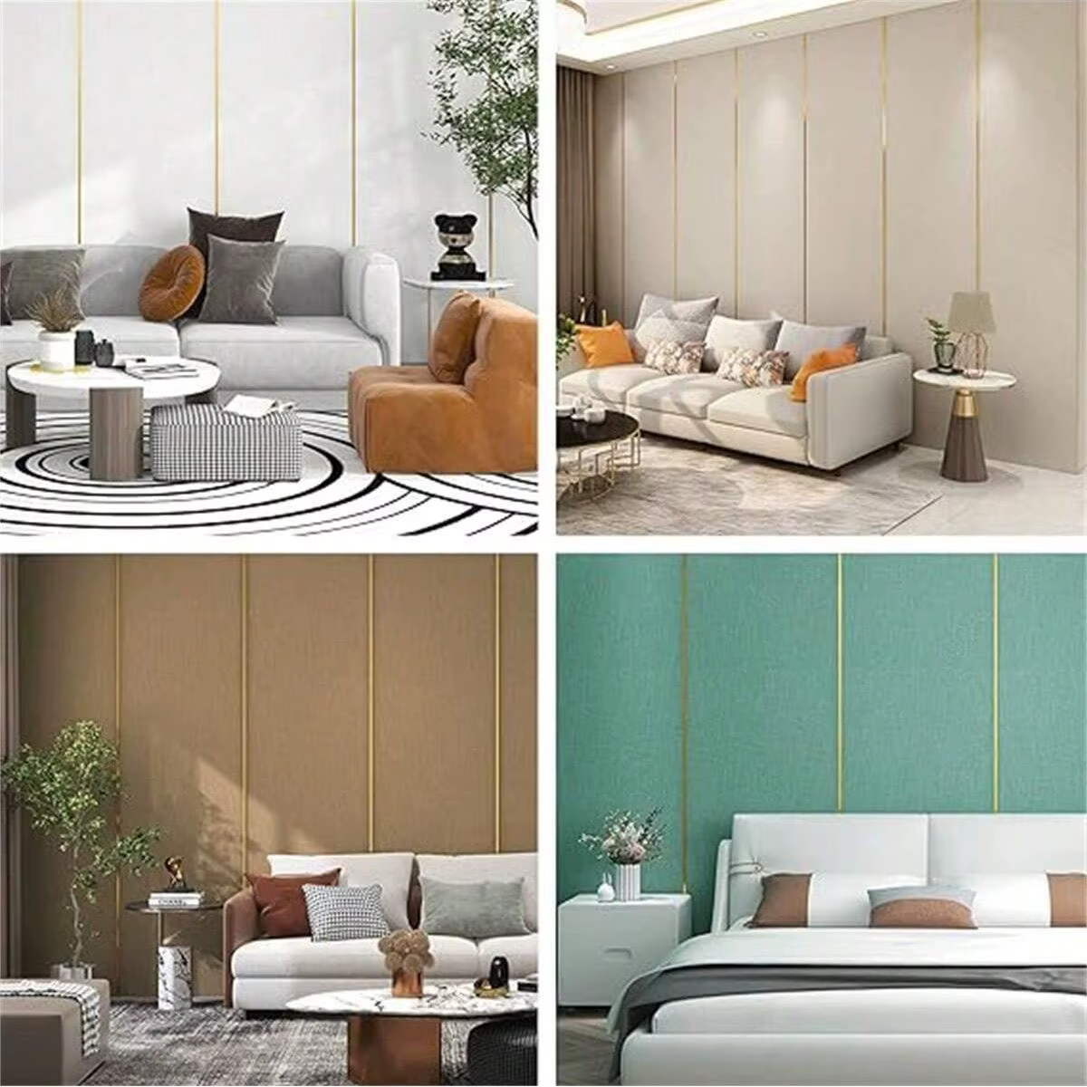 Autocollant mural de ligne de décoration en PVC doré