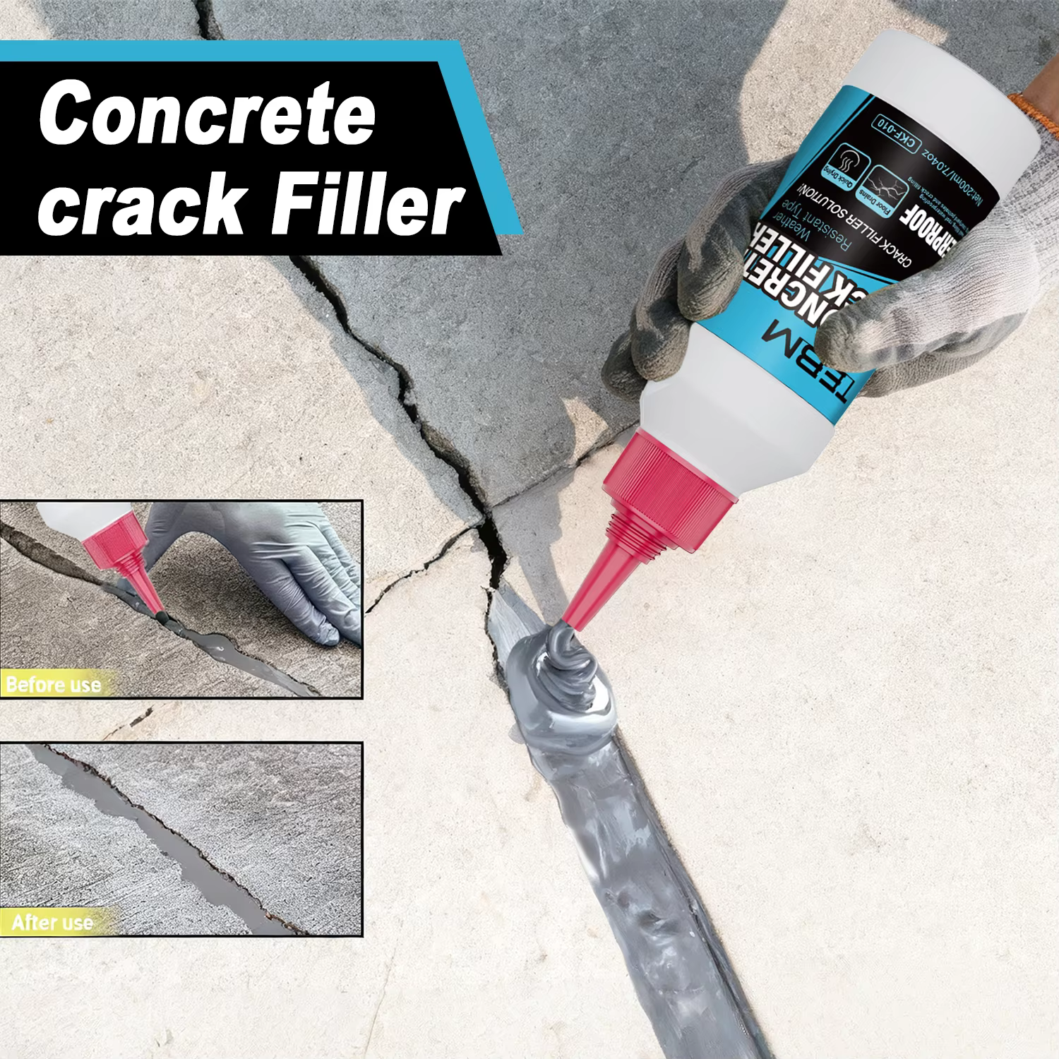 Mastic à base d'eau pour fissures de béton : auto-nivelant