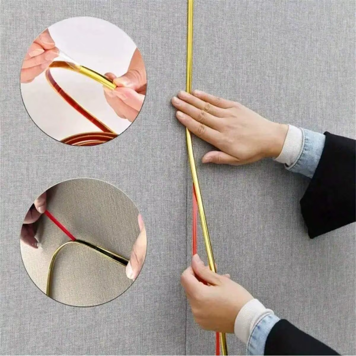 Autocollant mural de ligne de décoration en PVC doré