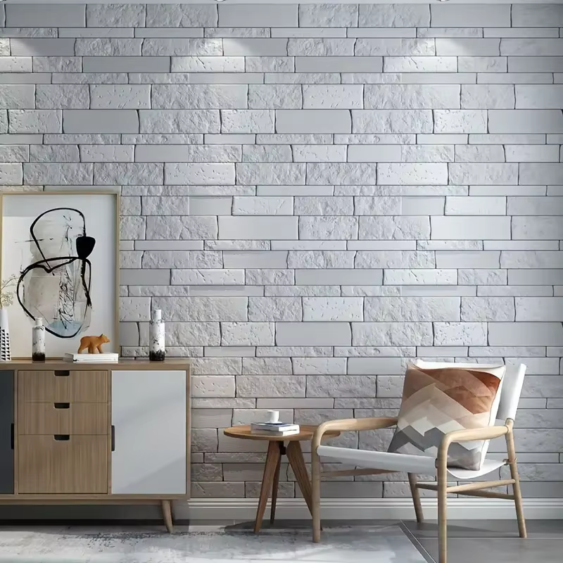 Papier peint imperméable en PVC 3D blanc
