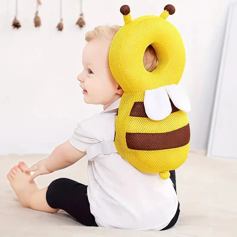 Oreiller de dos pour bébé, protection de tête, coussin Anti-chute, mignon abeille, coussin doux, protection de tête pour enfants, coussinets de sécurité pour la marche des tout-petits