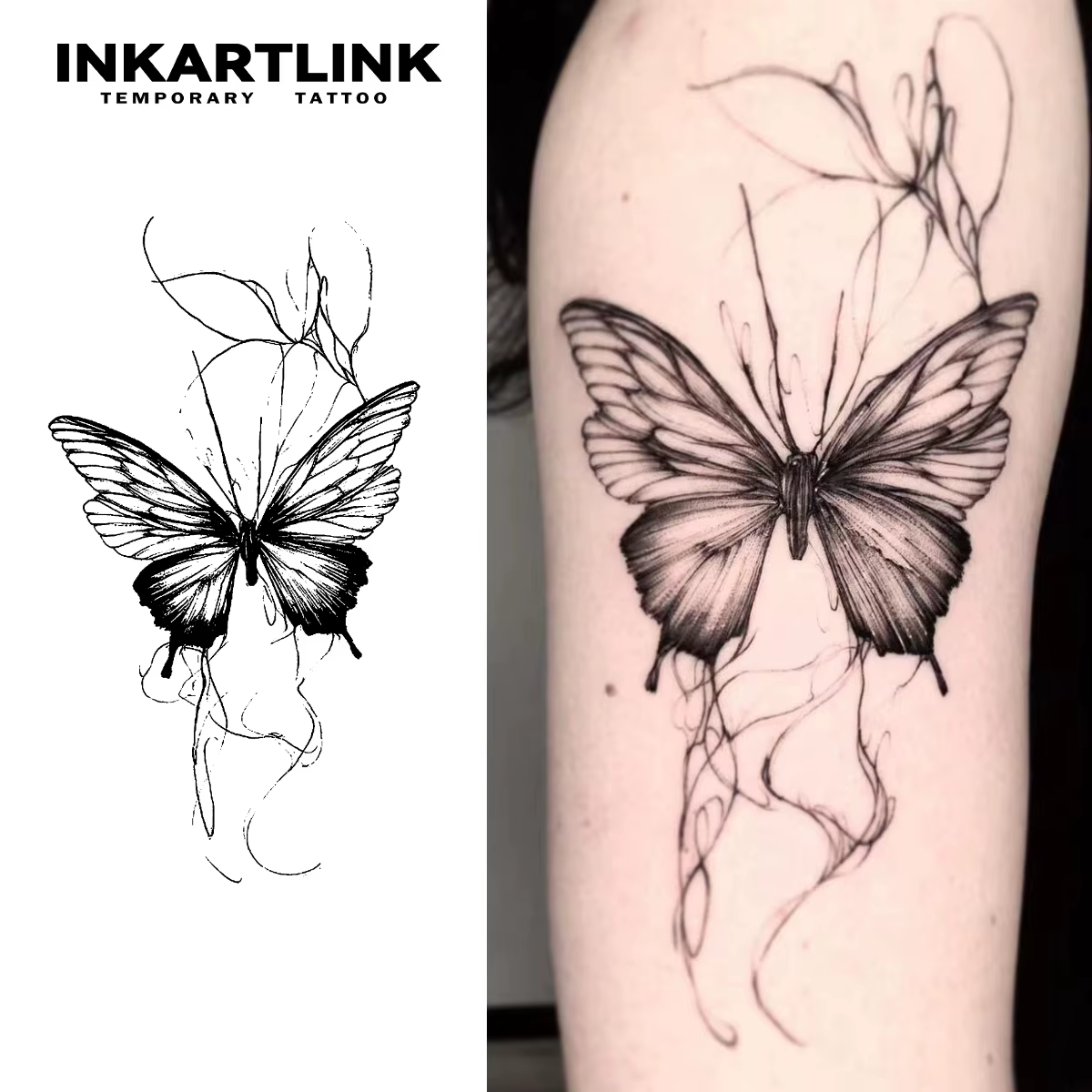 Tatouage temporaire papillon, décorations d'anniversaire, tatouages à jus de plantes, durée de 1 à 2 semaines, faux tatouages réalistes, tat temporaire