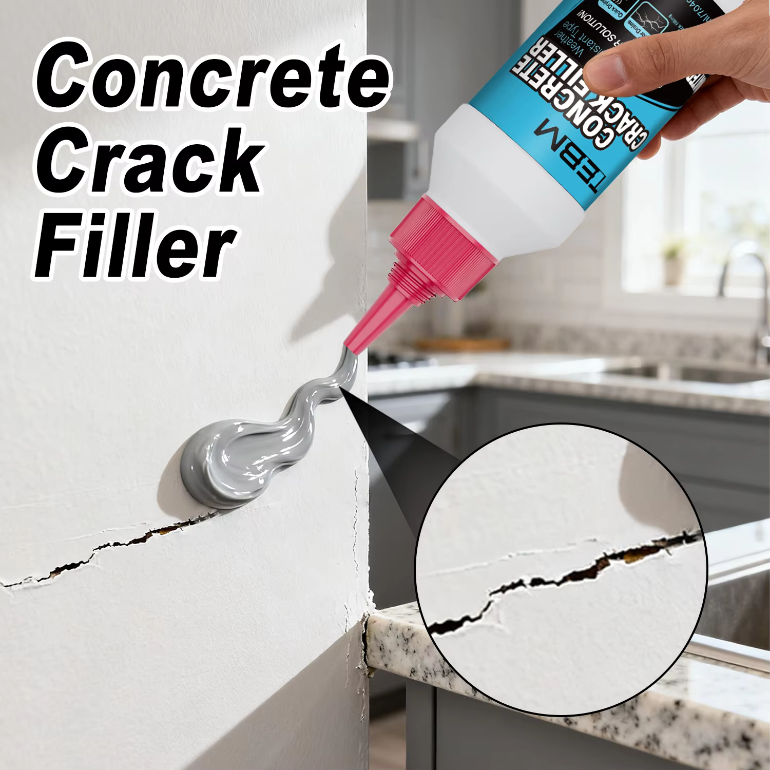 Mastic à base d'eau pour fissures de béton : auto-nivelant