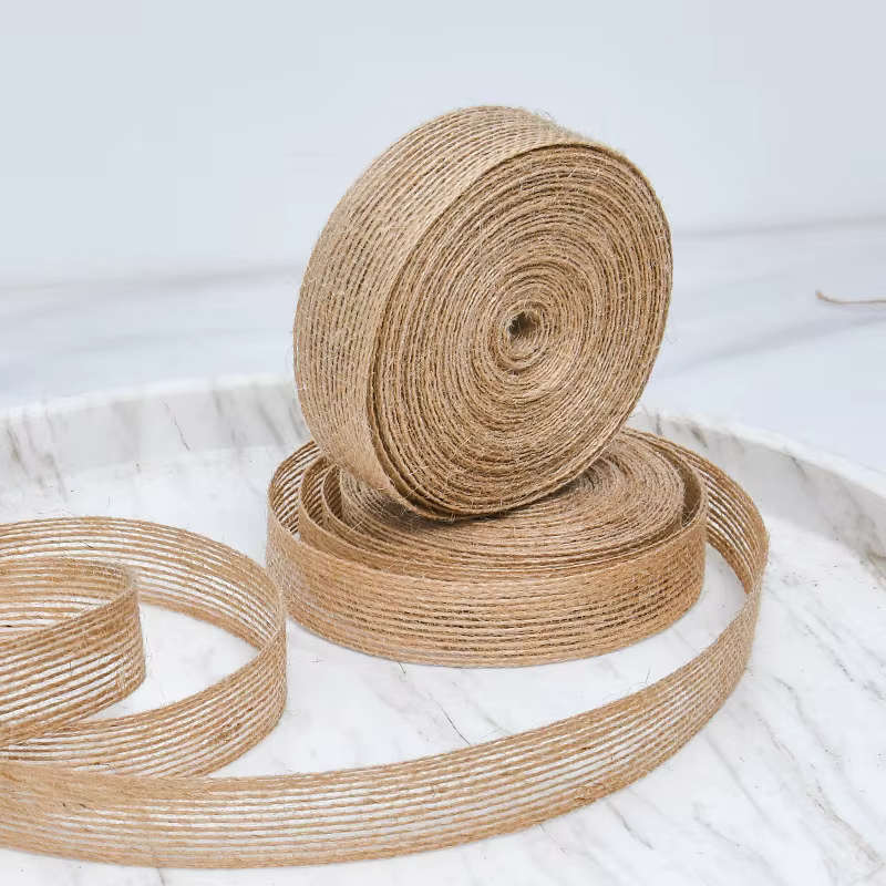 Ruban en toile de jute naturelle vintage